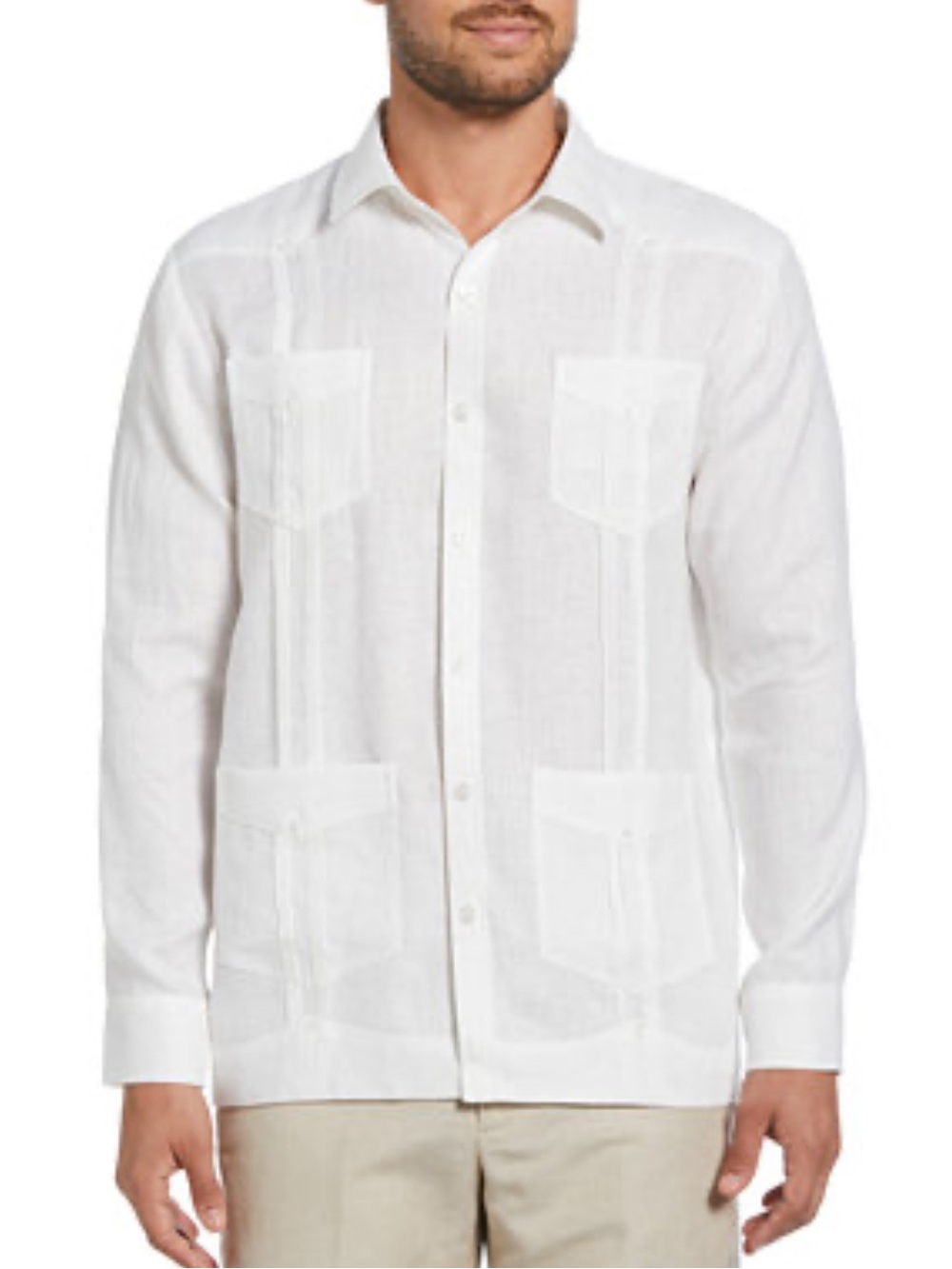 Cubavera Mens Solid Linen White Sport Shirt Size XL Guayabera